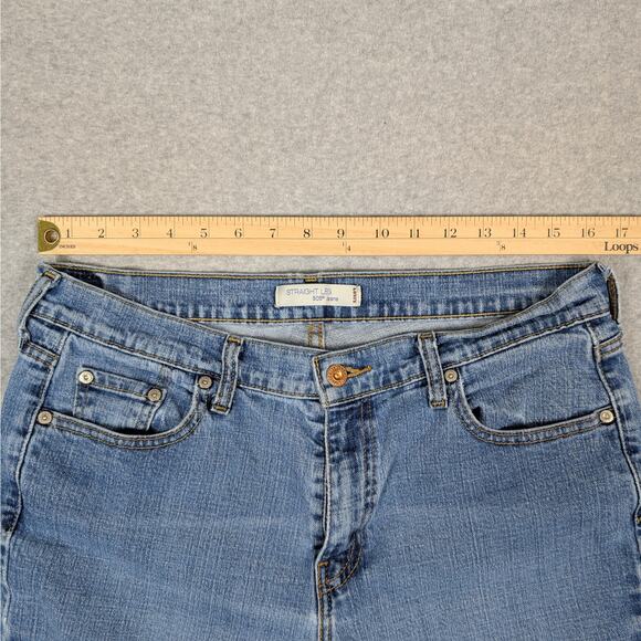 Levi’s 505 Straight Leg Jeans Womens 14 Mid Rise Short Curvy Medium Wash Y2K - Picture 9 of 13